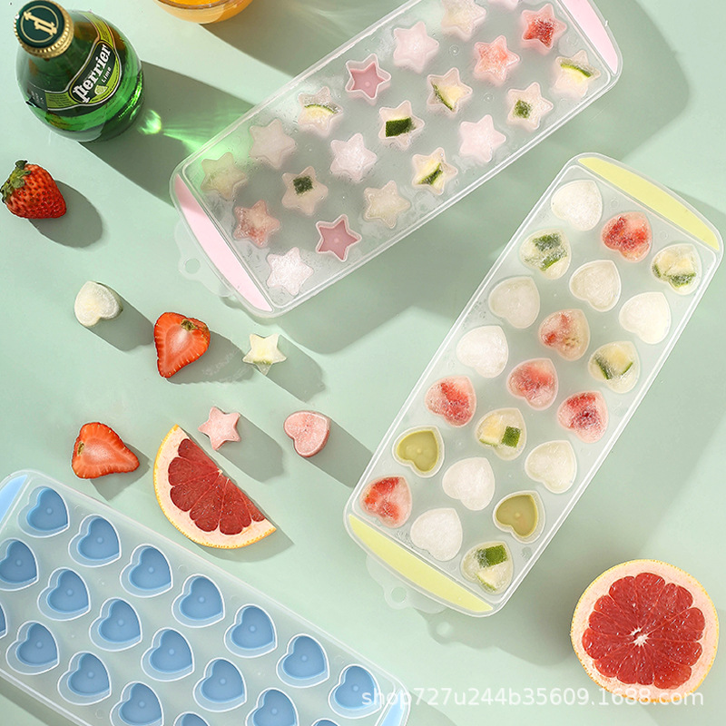 Wholesale Silicone Ice Cube Tray Freezer Ice Mold with Lid Home Ice Making Gadget Refrigerator Fast Freezer