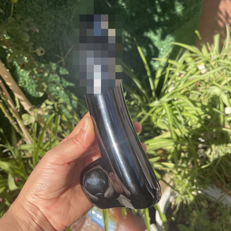 天然水晶黑曜石水晶按摩棒摆件 图 2
