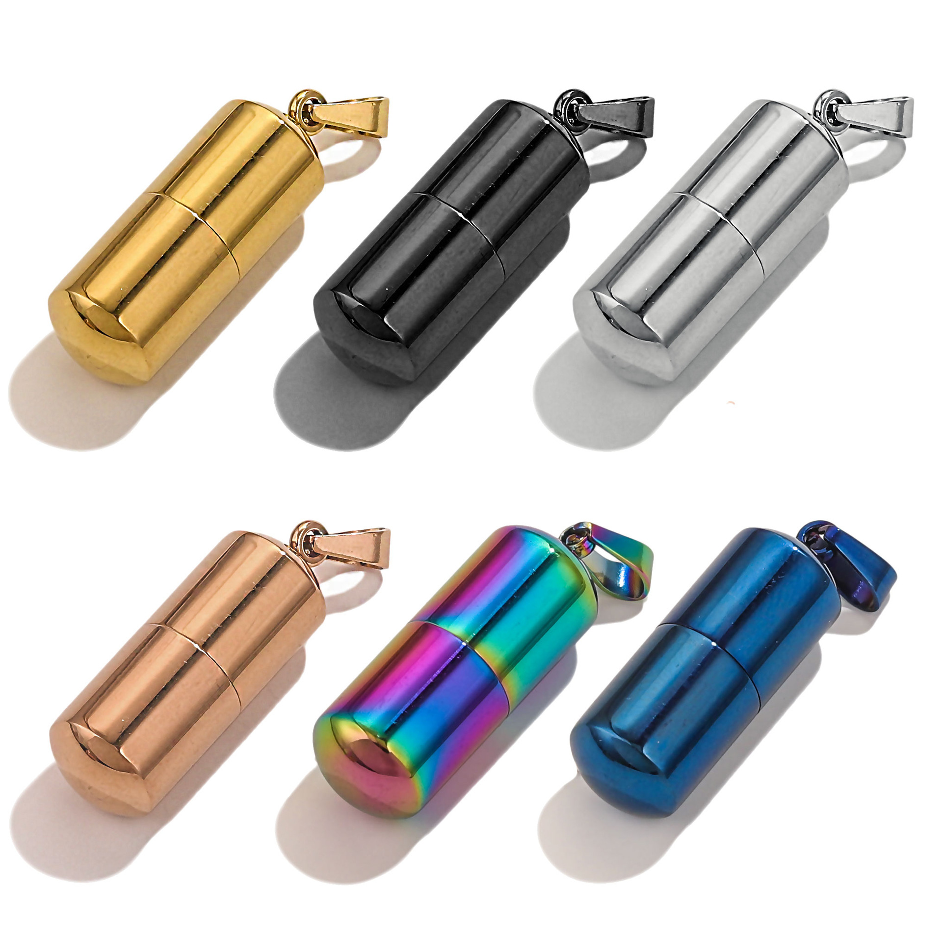 Europa y los Estados Unidos torcen las píldoras de acero de titanio perfumes colgante cápsula de acero inoxidable artículos de carta de amor llaveras de cenizas joyerías DIY