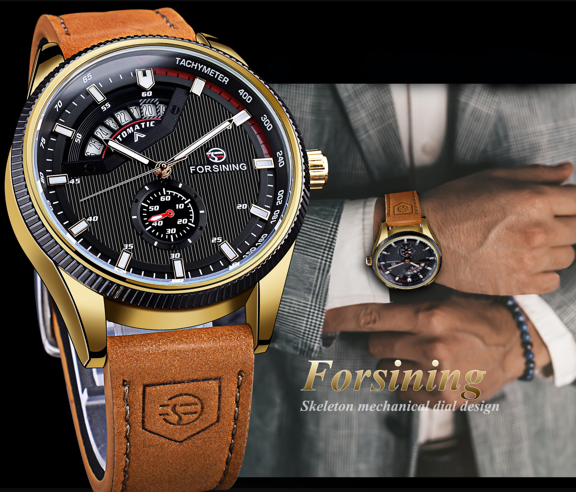 Men's Automatic Mechanical Watch With Skeleton Racing Dial Style_voghion.com