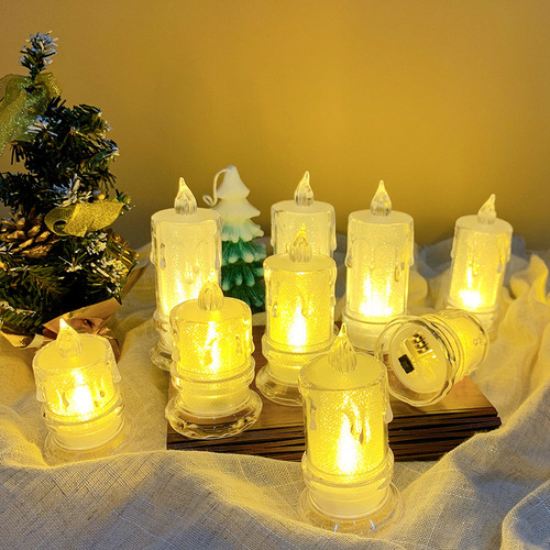 Cross-border exclusive smokeless LED wholesale transparent small tea wax candle Christmas proposal decoration