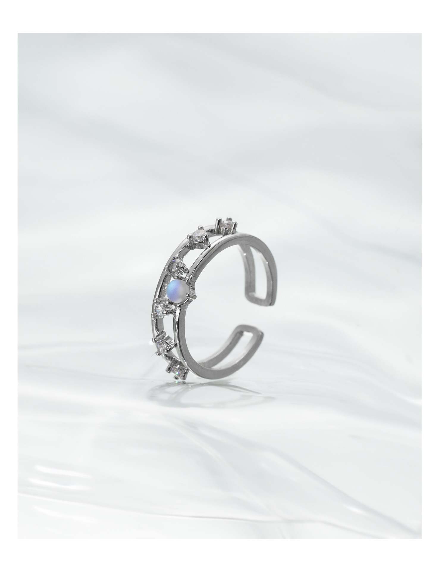 Fashion Geometric Copper Plating Zircon Open Ring 1 Piece