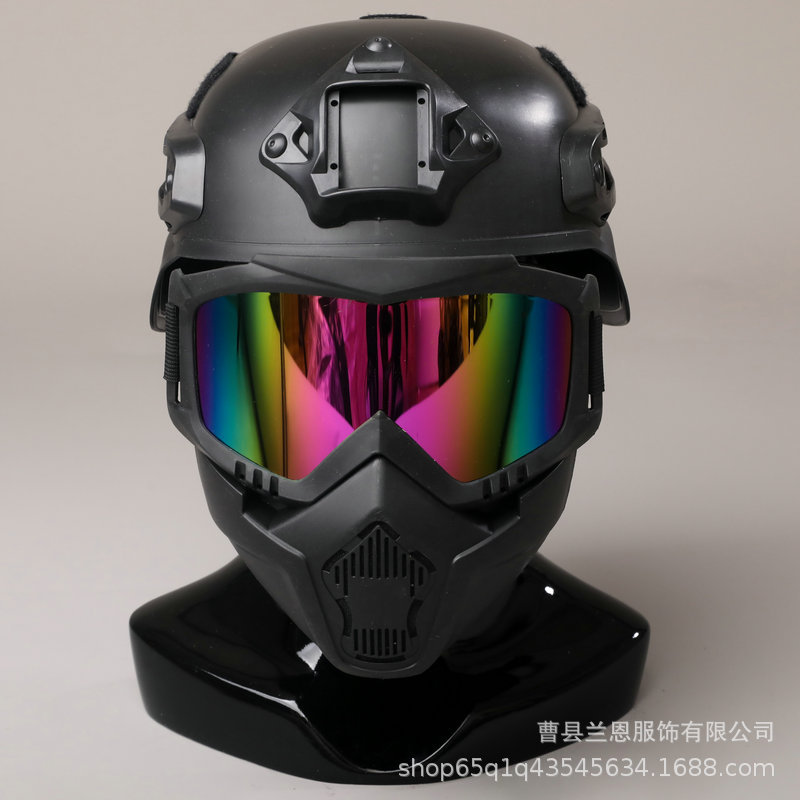 Casco táctico para niños binoculares de cuatro ojos de protección al aire libre equipo de ventilador militar telescopio modelo de visión nocturna equipo táctico