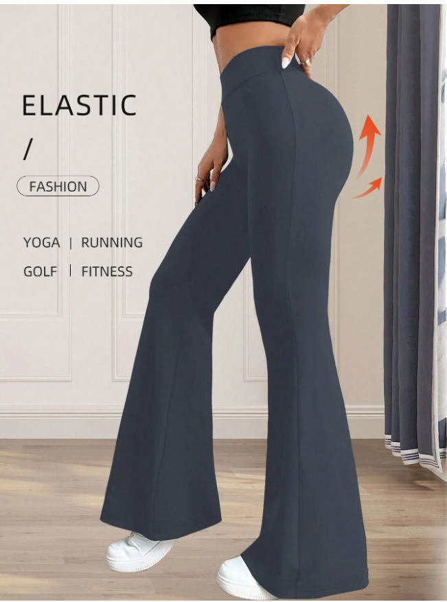 High-Waisted Yoga Pants For Women – Stretchy Flared Leggings, Seamless Workout & Lounge Pants (Black/Grey/Caramel)​_ecoleips.com