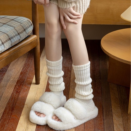 Autumn and Winter Atmosphere Socks for Women, Knitted Cluster Socks, Slimming and Leg-Thinning, Warm Leggings, Toe Cover and Knee-High Socks, Snow Ground
