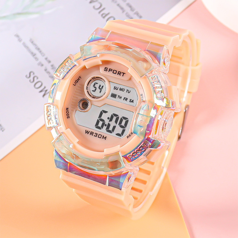 Venta caliente nuevo estudiante reloj electrónico macaron reloj degradado exterior impermeable multifunción deportivo reloj electrónico