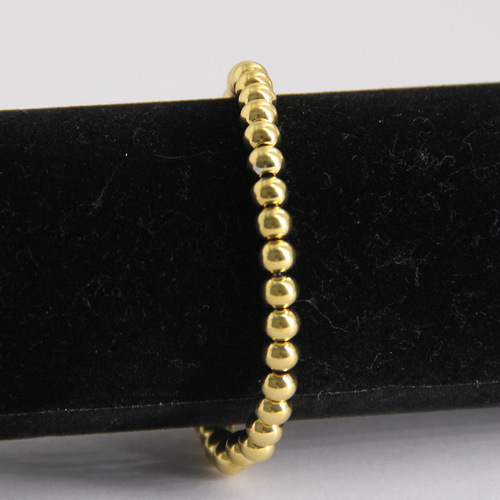 Amazon Wish New 304 Stainless Steel 15MM Bead Elastic Rope Simple Titanium Steel Beaded Bracelet Women's Bracelet