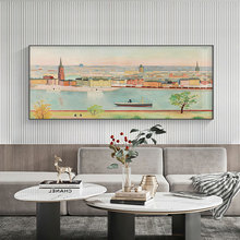 瑞典艺术家简约ins风景油画房屋城市街景挂画轻奢客厅沙发背景墙