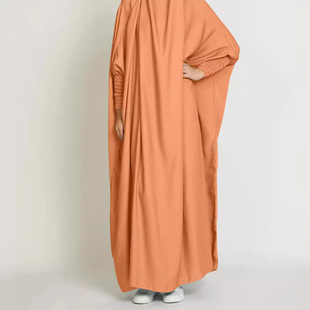 Cross-border Women's Wear 2024 European and American Amazon Long Sleeve Turkey Dubai Solid Color Large Swing Loose Robe dress