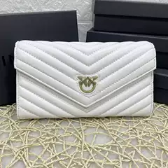 Pinko Same Style Double Swallow Goatskin Long Wallet 80% off Women's Large Capacity Multi-Card Slot Genuine Leather Embroidered Wallet