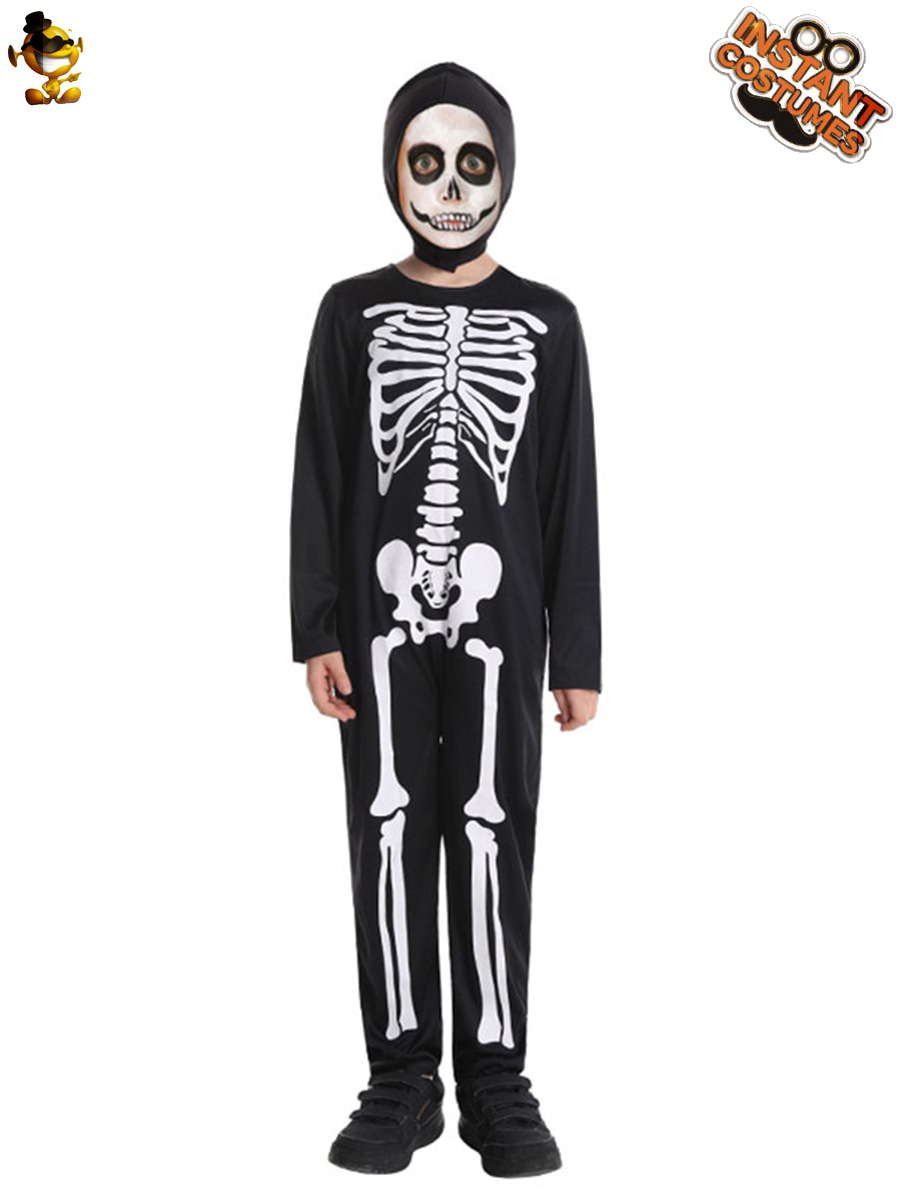 Halloween Esqueleto de los niños fantasma hueso de una pieza traje de rendimiento de los niños fantasma hueso juego de rol rendimiento traje de fiesta