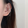 Long design fashionable ear clips, chain, earrings, city style, no pierced ears