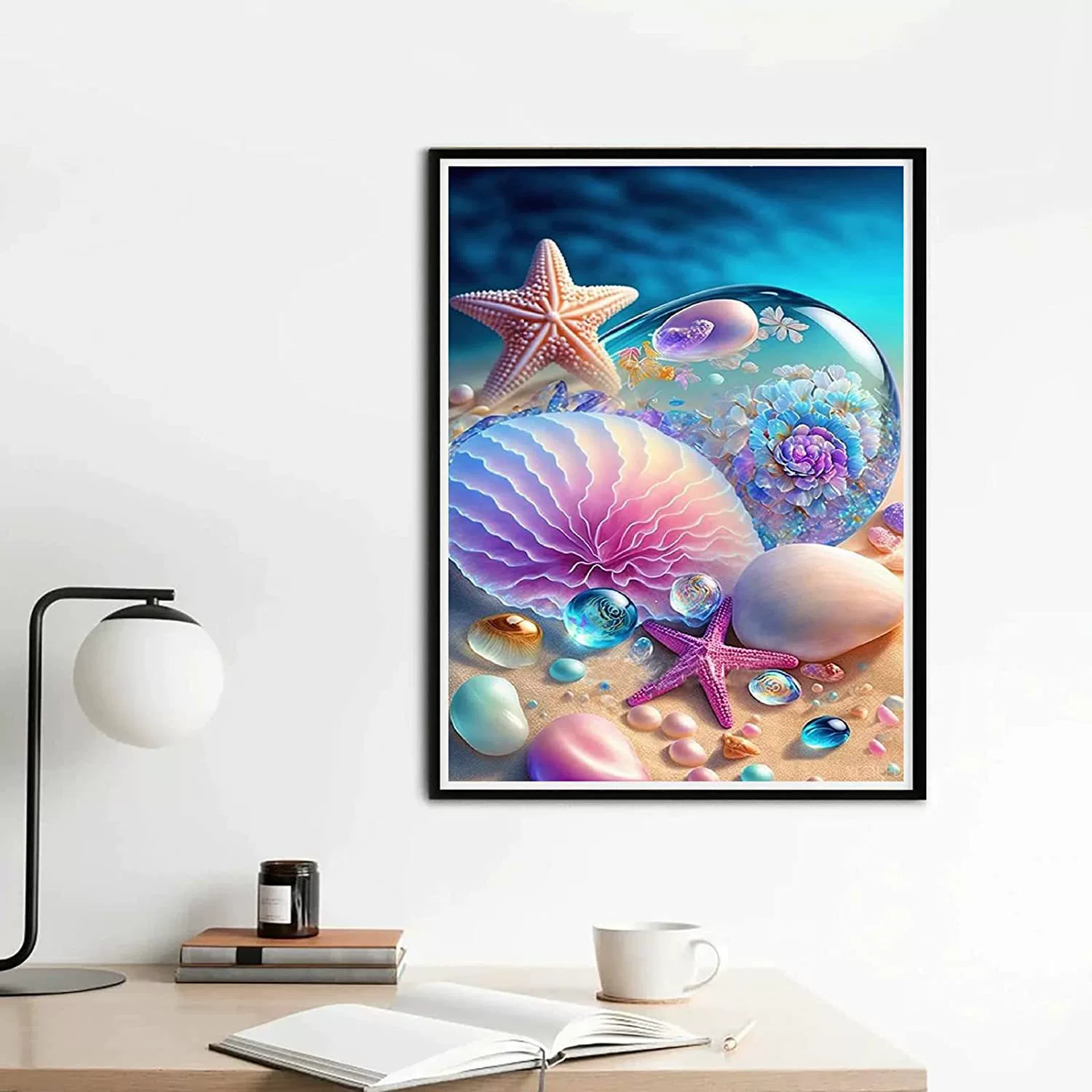 Картина алмазной мозаики 5D, Пляжный ракушечный пейзаж, 30×40 см, полный стирт DIY набор