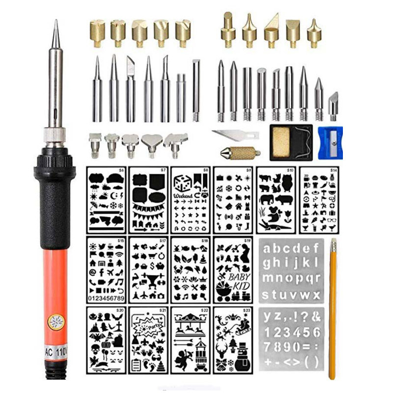 52件套调温电烙铁套装  外贸雕刻工具套装 雕刻烙画烙铁 烫画工具