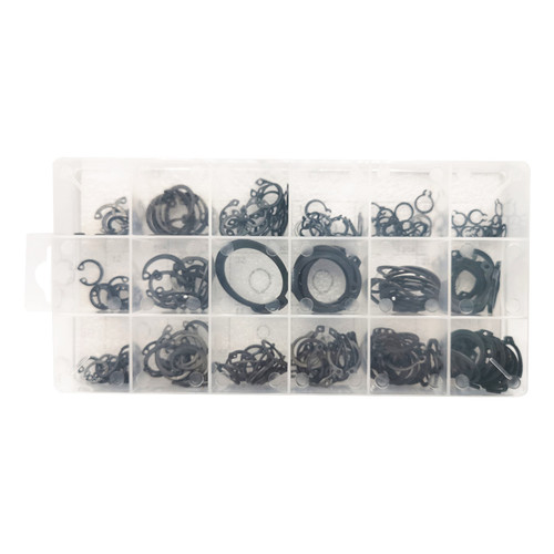 225PC circlip open retaining ring, hardened C-shaped shaft hole with inner card and outer card, open E-shaped buckle box set