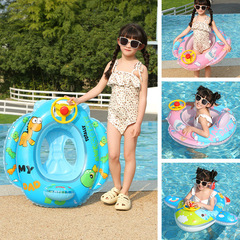 Child's horn sound seat ring baby police car boat with steering wheel inflatable backrest seat ring kids boat swim ring