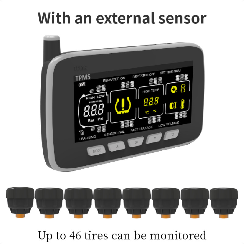 Truck and Mining Vehicle Tire Pressure Monitoring Instrument Tpms Universal Built-In and External Pressure Sensor Tire Pressure Detection System