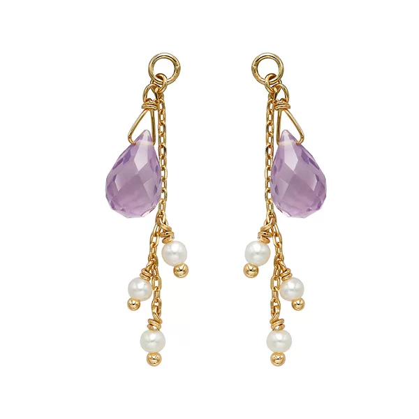 Dunli jewelry jewelry wholesale French retro niche light luxury style S925 silver plated 14K gold amethyst ear hanger
