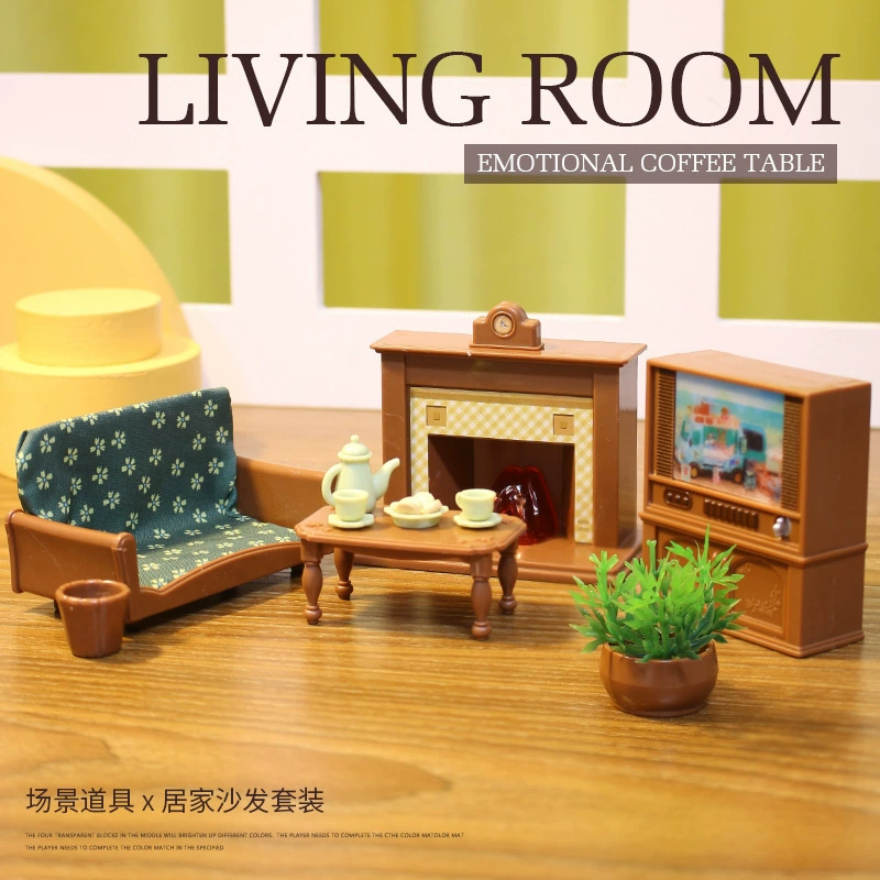Miniature Dollhouse Furniture Set, Multicolor Plastic, Multi-Scene Kit (Tables, Beds, Kitchen)