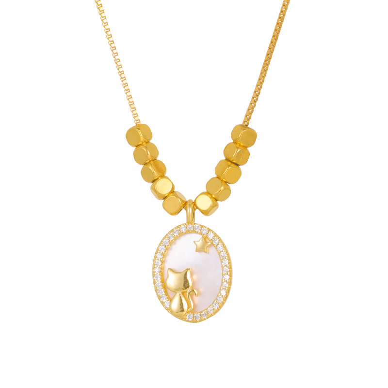 INS nueva aleación de cobre collar de las mujeres ZIRCON gato dulce baile moda todo partido imitación oro joyería suministro de la fábrica
