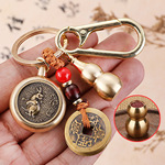 纯黄铜五帝钱葫芦貔貅吊坠12十二生肖转转钱车钥匙扣属相挂件批发