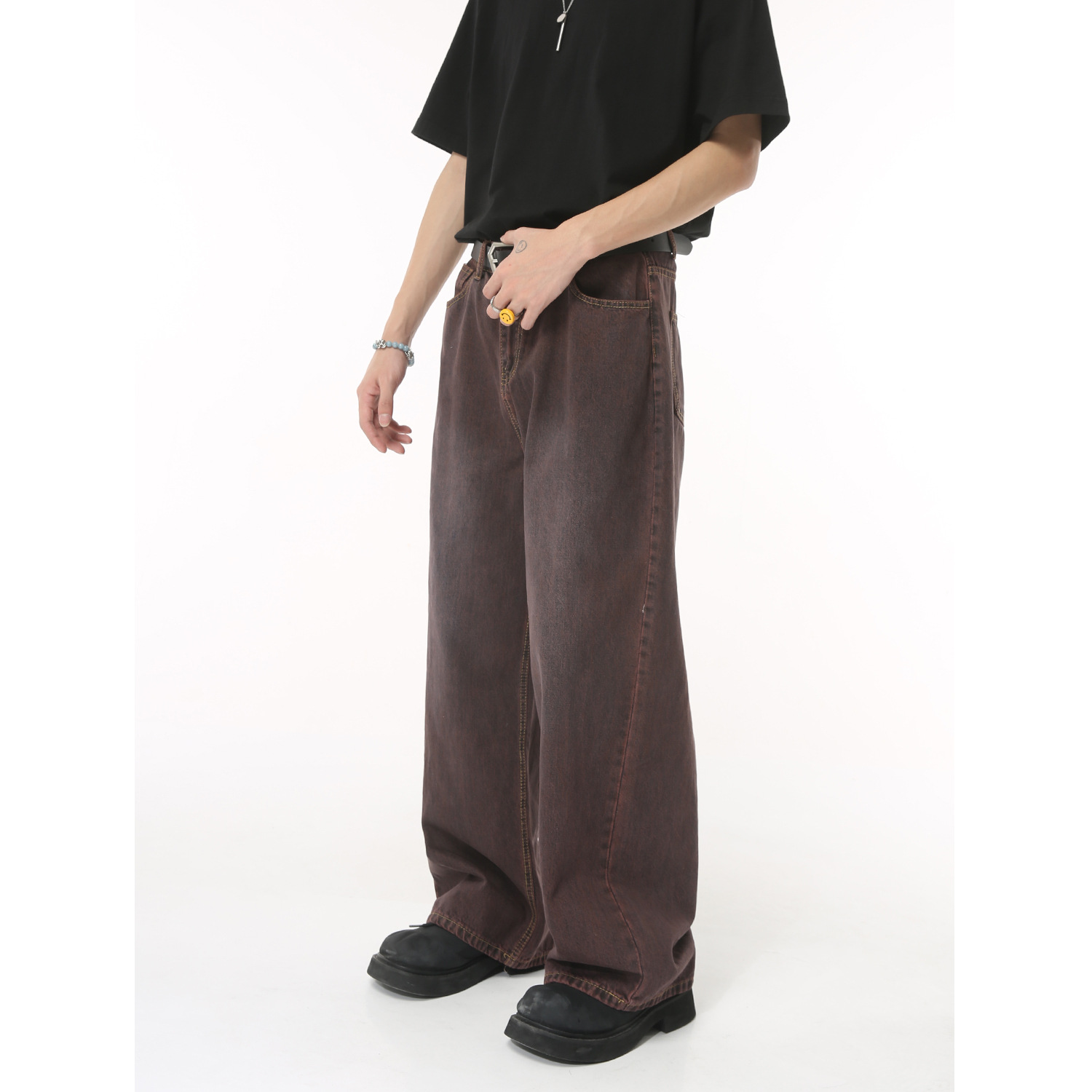 Ropa de hombre MTLClothes | 2023 nuevo simple básico recto suelto nicho ins púrpura jeans