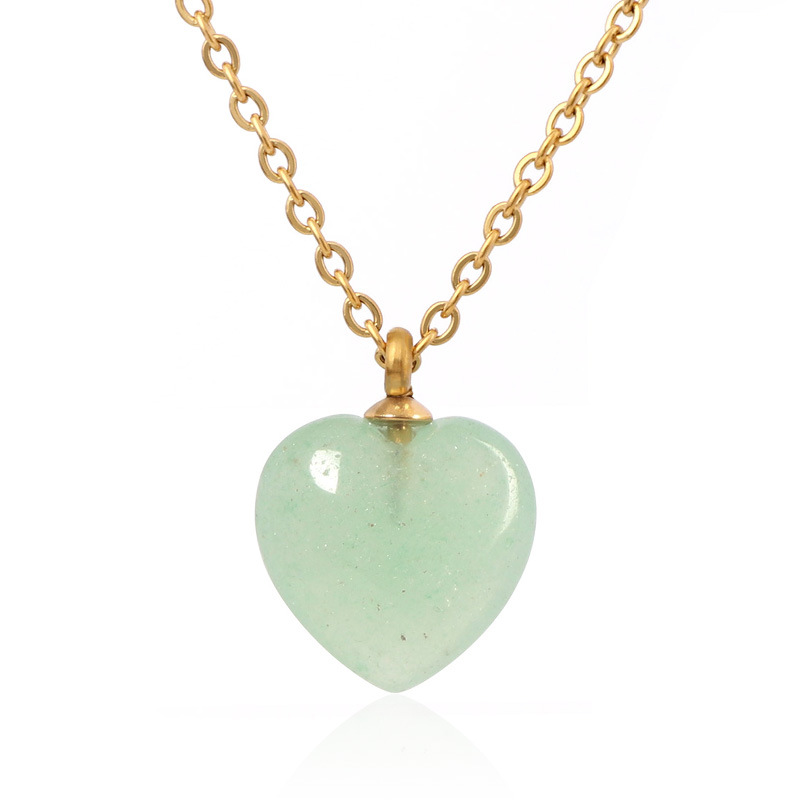 Conjunto de joyería europea y americana Collar de piedra natural en forma de corazón Pendientes de amor Verano femenino Advanced Sense No se desvanece Joyas de acero de titanio