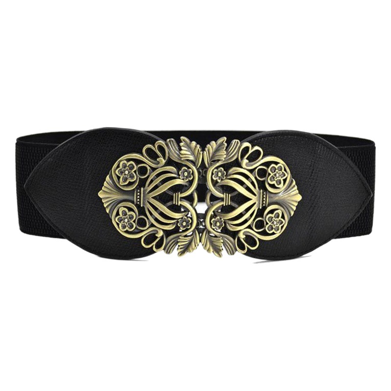 Estilo coreano Palacio retro tallado cinturón ancho elástico de las mujeres de moda cinturón elástico faja cintura sello de la cintura entrega de una sola pieza