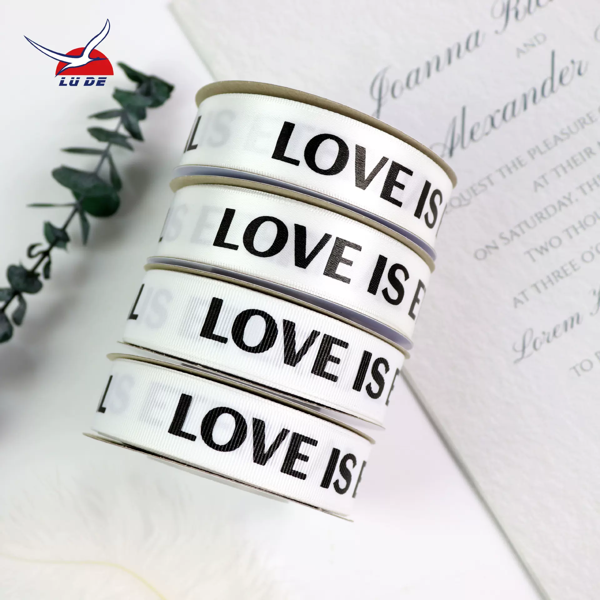 鹭得织带油墨印刷罗纹带可印刷可烫金烫银礼盒装饰丝带蝴蝶结