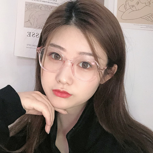 Trendy Polygonal Transparent Eyeglass Frames, Retro Artistic Korean-Style Anti-Blue Light Myopia Glasses—Ready-to-Wear Options for Women, Available in Lenses Ranging from 50 to 600 Degrees