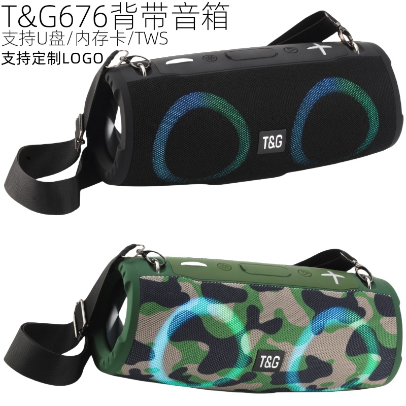 국경 간 TG676 야외 블루투스 스피커 대용량 야외 전투 드럼 서브 우퍼 카드 스트랩 무선 스피커