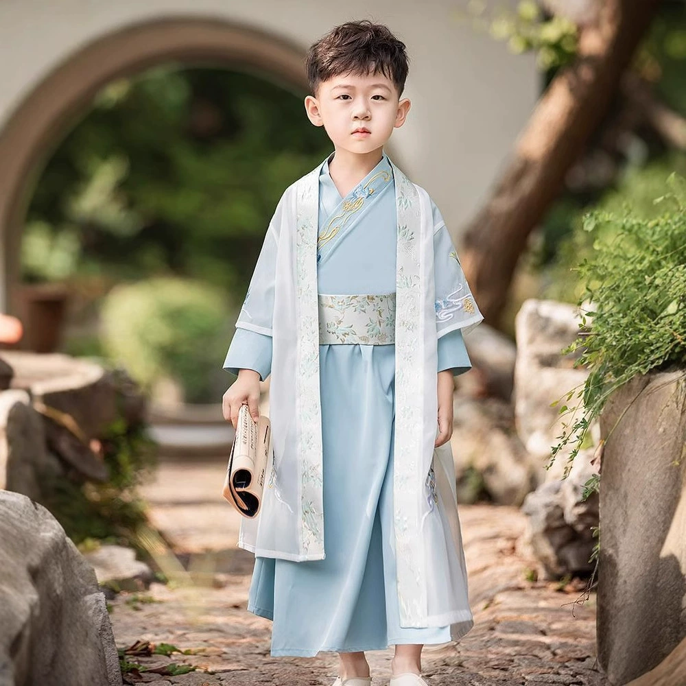 Летний костюм Hanfu для мальчиков, антикварный костюм для юниоров, костюм Тан для мальчиков, суперфея, студенческий Детский костюм Guoxue для выступлений, красивый древний костюм