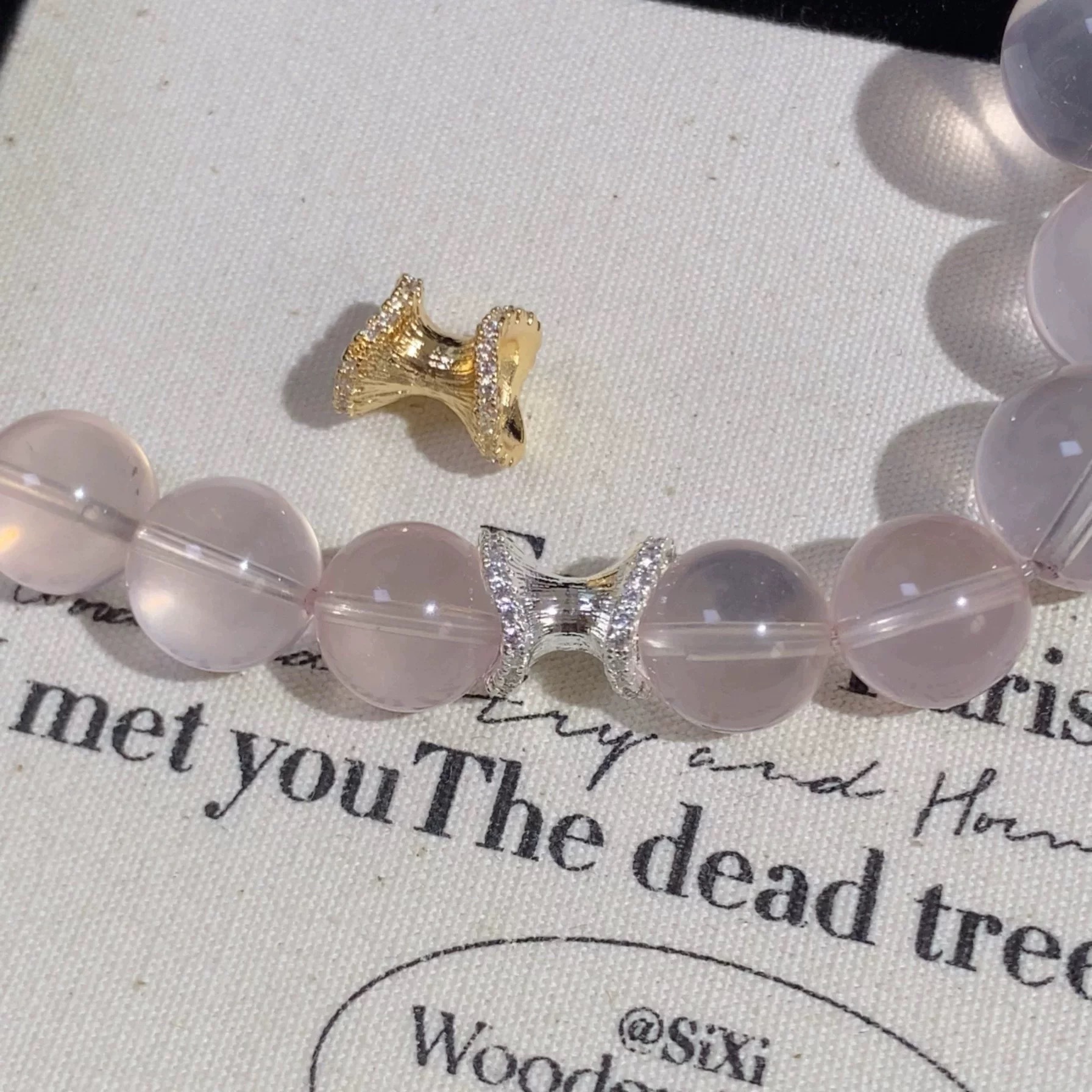 Color-Preserving Zircon Inlay Irregular Double-Headed Flower Bead Spacer Crystal DIY Handmade Bracelet Materials Accessories