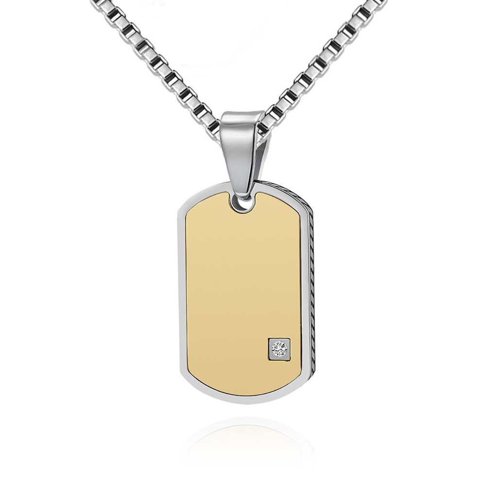 Rhinestones Inlay Material Pendant Necklace Classification Simple Style Geometric 304 Stainless Steel Plating Inlay Rhinestones Men's Pendant Necklace Men Pendant Necklaces