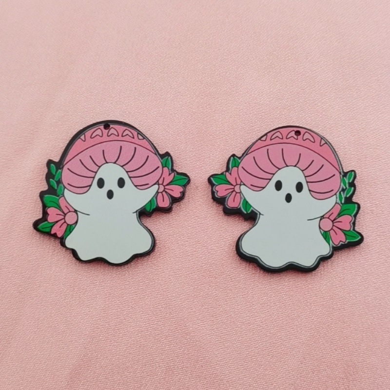 国境を越えた人気のハロウィンアクリル両面印刷クリエイティブ漫画かわいいゴーストペンダント DIY ジュエリー|undefined
