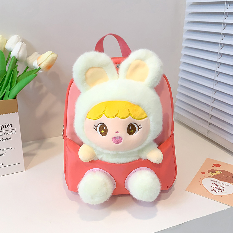 Nueva mochila de jardín de infantes de dibujos animados, mochila infantil, mochila ultra ligera, muñeca de peluche, fabricante de mochila para niñas