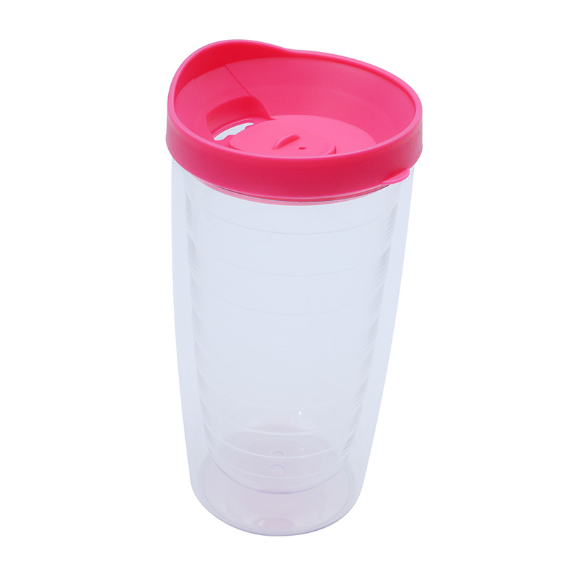 Nuevo moderno vaso de agua de plástico para beber directo 24oz vaso de rosca de doble capa de plástico grueso multicolor para bebidas frías