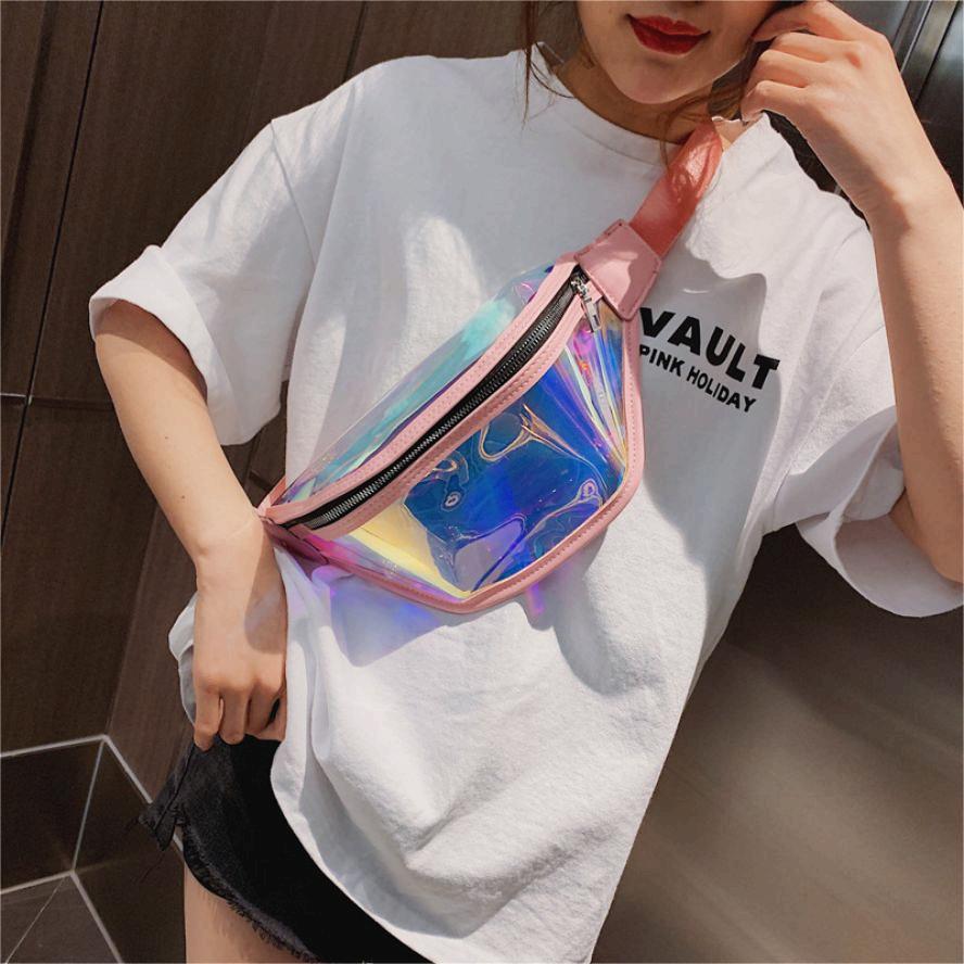 Solid Color Pattern Women's Streetwear Solid Color PVC Waist Bags