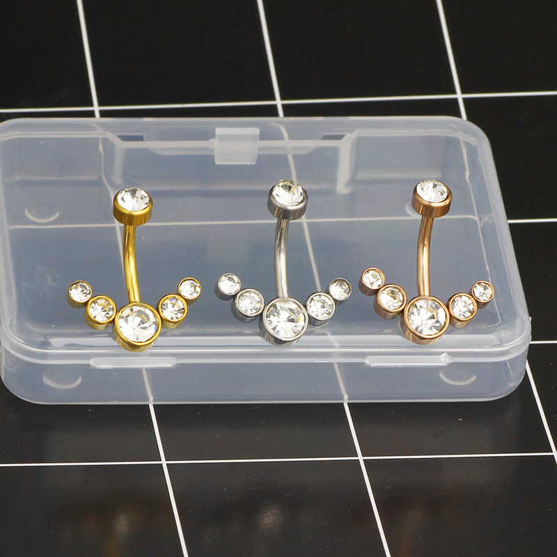 Stainless Steel Diamond Navel Ring Inner Teeth 5 Drill Navel Nails Rewind Navel Buckle Body Piercing Jewelry detail image 10