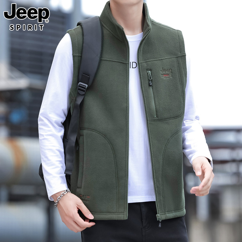 JEEP吉普2025秋冬季新款男马甲抓绒保暖坎肩商务休闲外套潮流7100|undefined