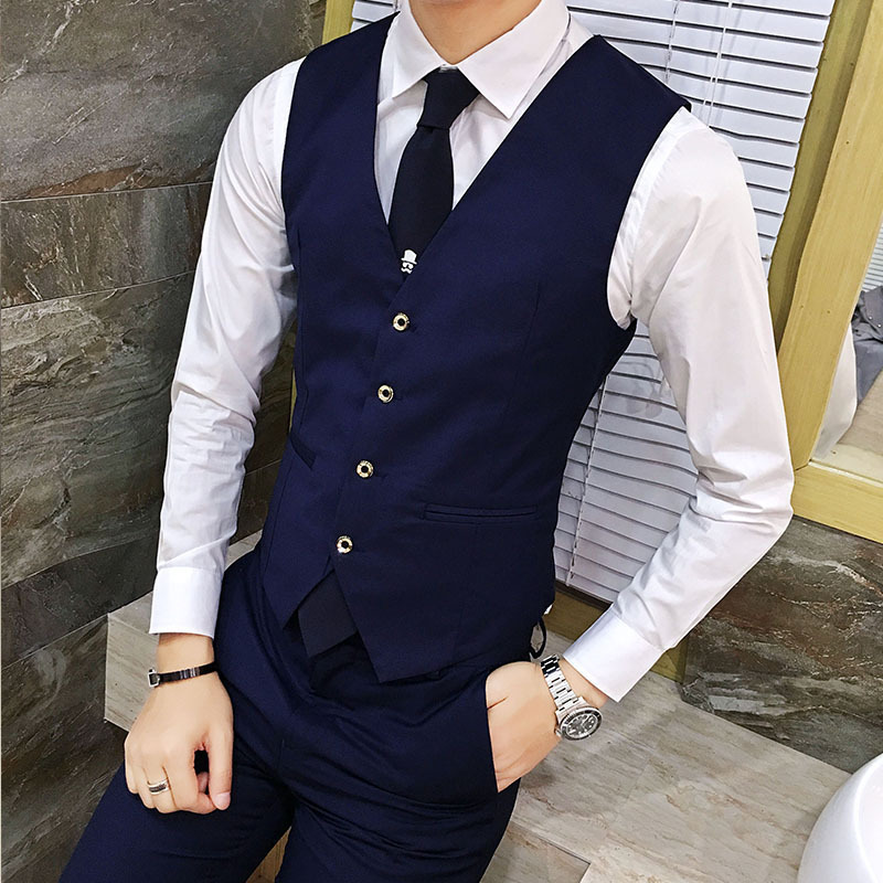 British Suit Vest Men's Suit Vest Men's Slim Business Thin Vest Work Clothing Formal Vest