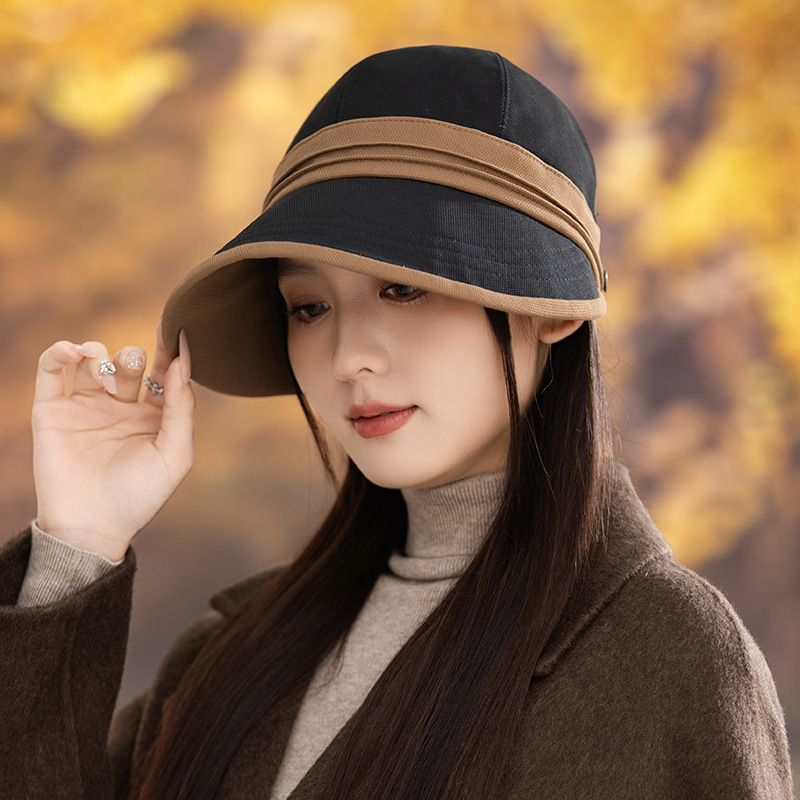 张靖怡同款黑色报童帽鸭舌帽女2025新款春夏遮阳八角帽防晒帽子|undefined