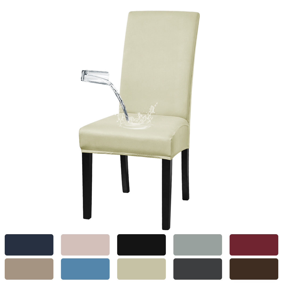 Funda de silla impermeable de seda de leche elástica transfronteriza, cubierta de funda de silla de hotel a prueba de polvo con todo incluido, emisión en stock de TEMU