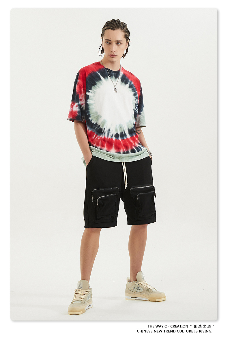 BE menswear | spring/summer European and American hip-hop explosion dyed shoulder short-sleeved dark wind high street loose tide T-shirt 13 9.jpg