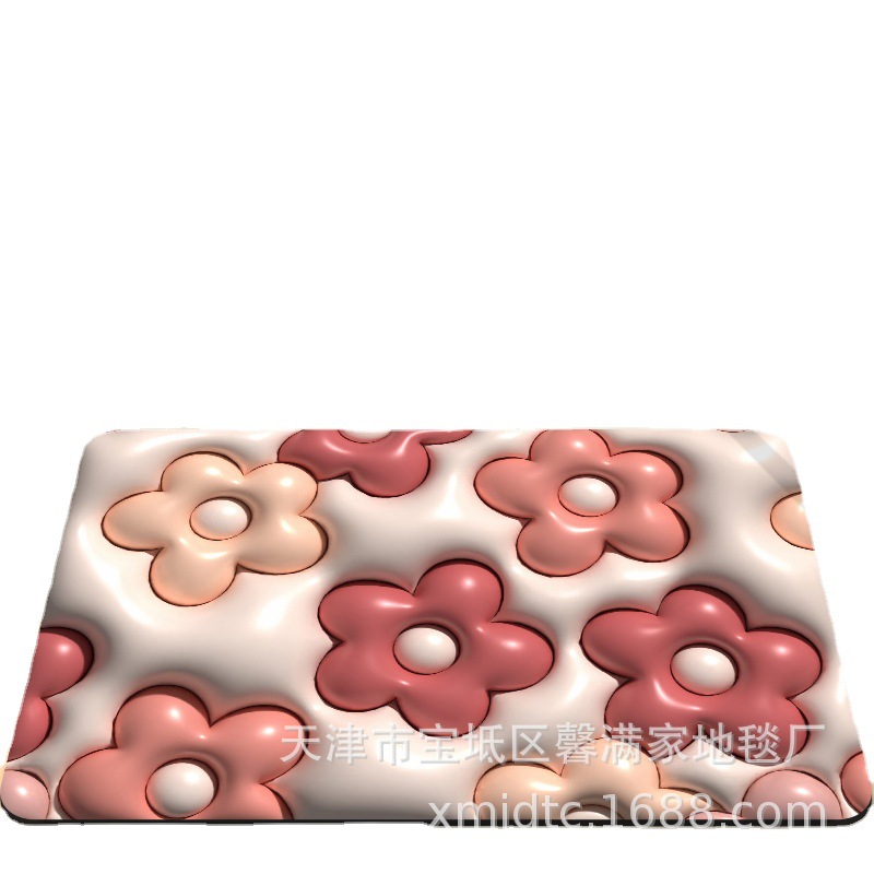 Diseño original 3D visión baño puerta antideslizante absorbente de secado rápido resistente al desgaste estera del pie simple pequeña flor absorbente