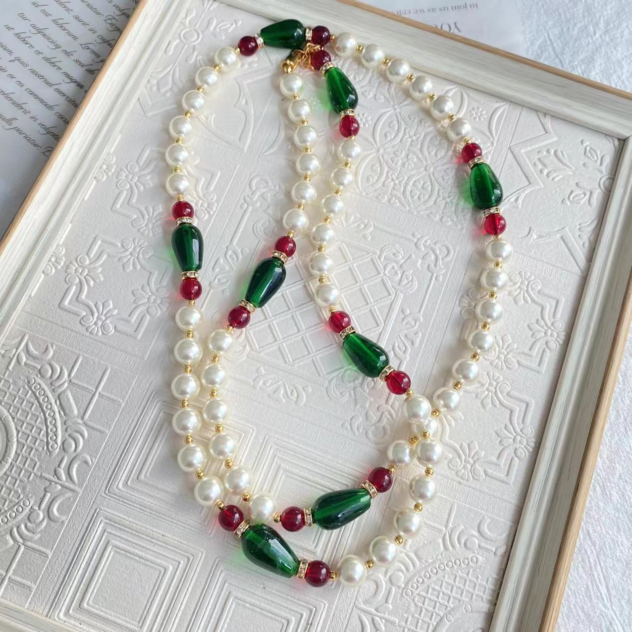 Chinoiserie Geometric glass Handmade Womenu0027S Necklace 1 Piece