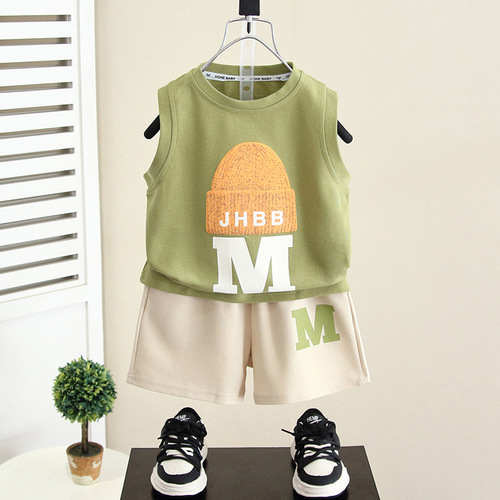 3806 Children's Suit Boys Summer Vest  New Fashionable Baby Summer Sleeveless Cool Handsome Boy Summer Style