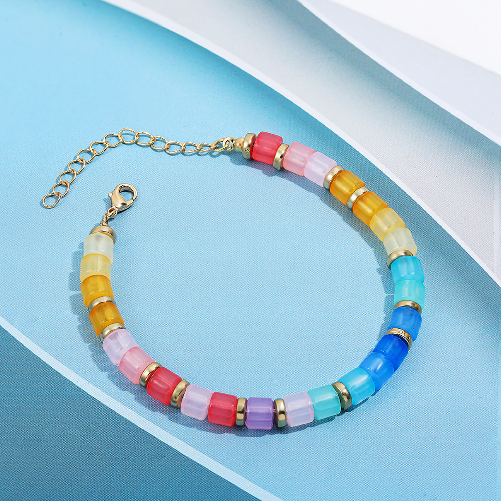 8g Weight Necklace Classification Resin, Copper Chain Material Beaded Chain Chain Type 1 Piece Quantity Holiday, Daily Occasion Resin, Copper Material Colorful Pattern All Seasons Season Women's Gender Vacation Style Vacation Colorful Resin Copper Beaded Chain Beaded Necklaces Wholesale 10