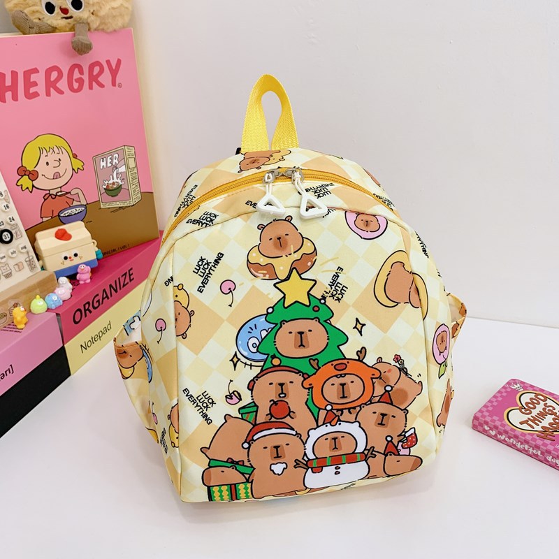 Mochila de dibujos animados para bebés lindos Mochila para niños y niñas con estampado Kapibala Mochila para niños y niñas