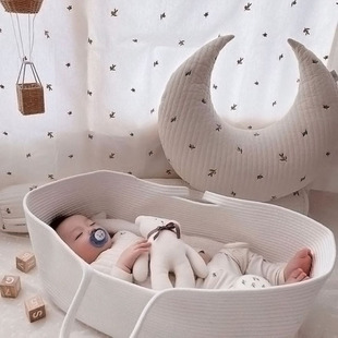 ins Nordic Cotton Rope Baby Tote Basket Portable Woven Baby Tote Basket Newborn Dirty Clothes Storage Basket